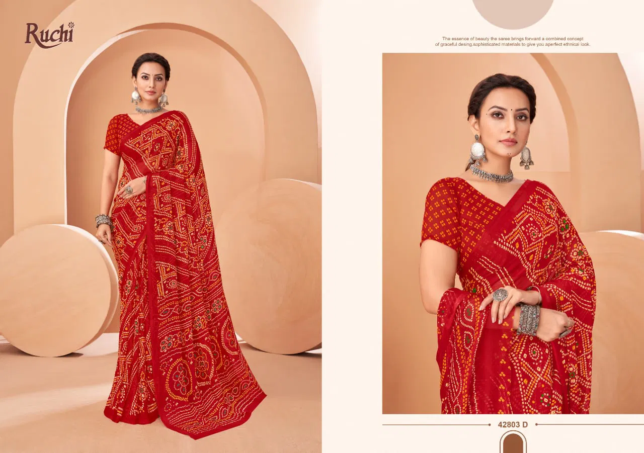 Star Chiffon 195 By Ruchi Chiffon Daily Wear Sarees Wholesale Market In Surat With Price